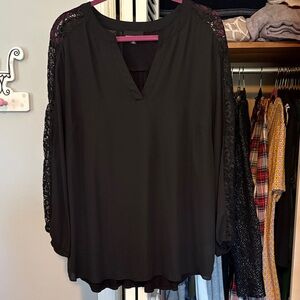 Chic Black Lace Sleeve Blouse